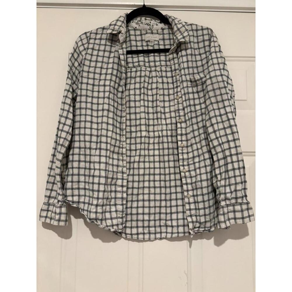 Women's Lucky Brand‎ black/white plaid button down shirt sz M #1414